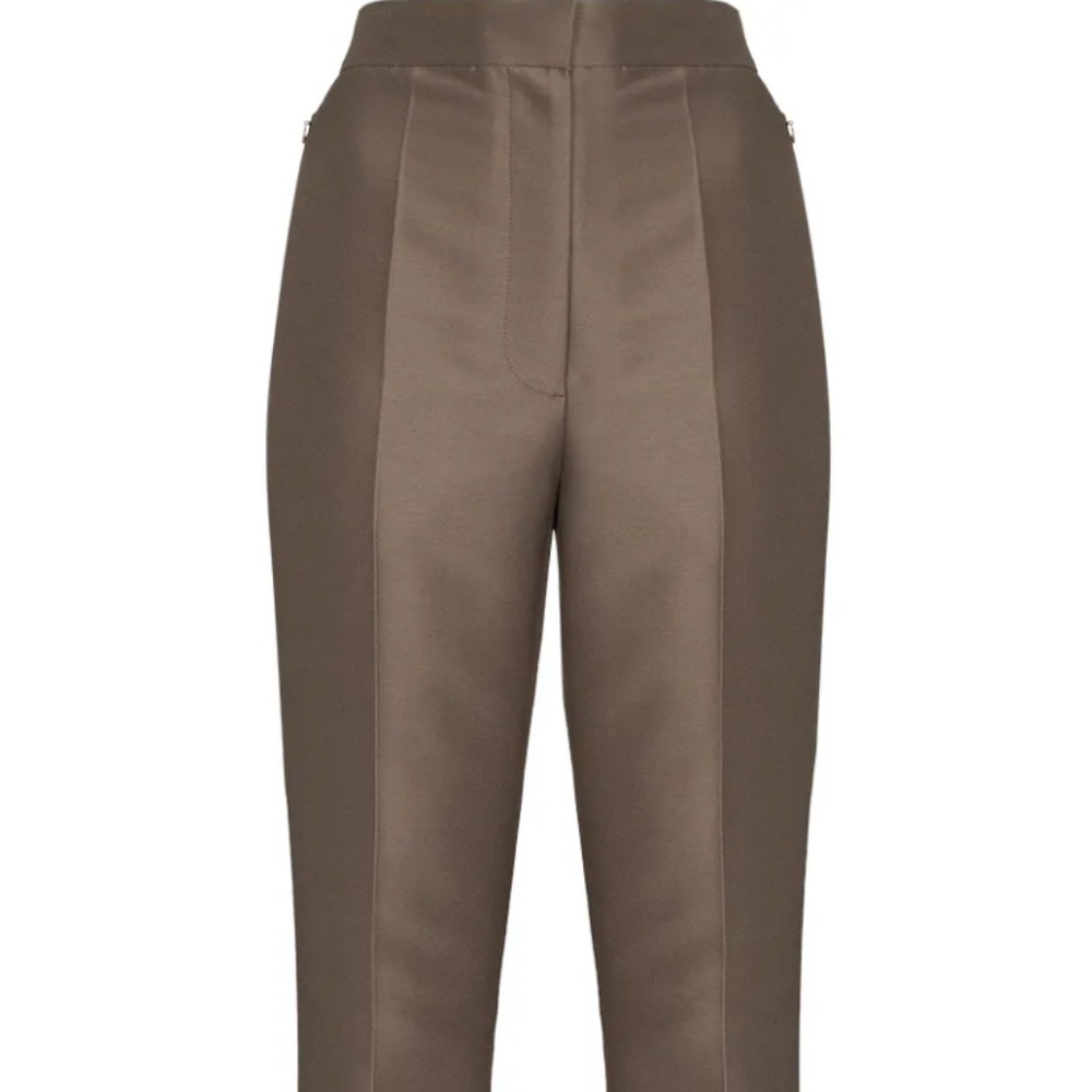 Low Classic Women's Flat Front Wool/Silk Blend Trousers High-Rise Slim Fit S